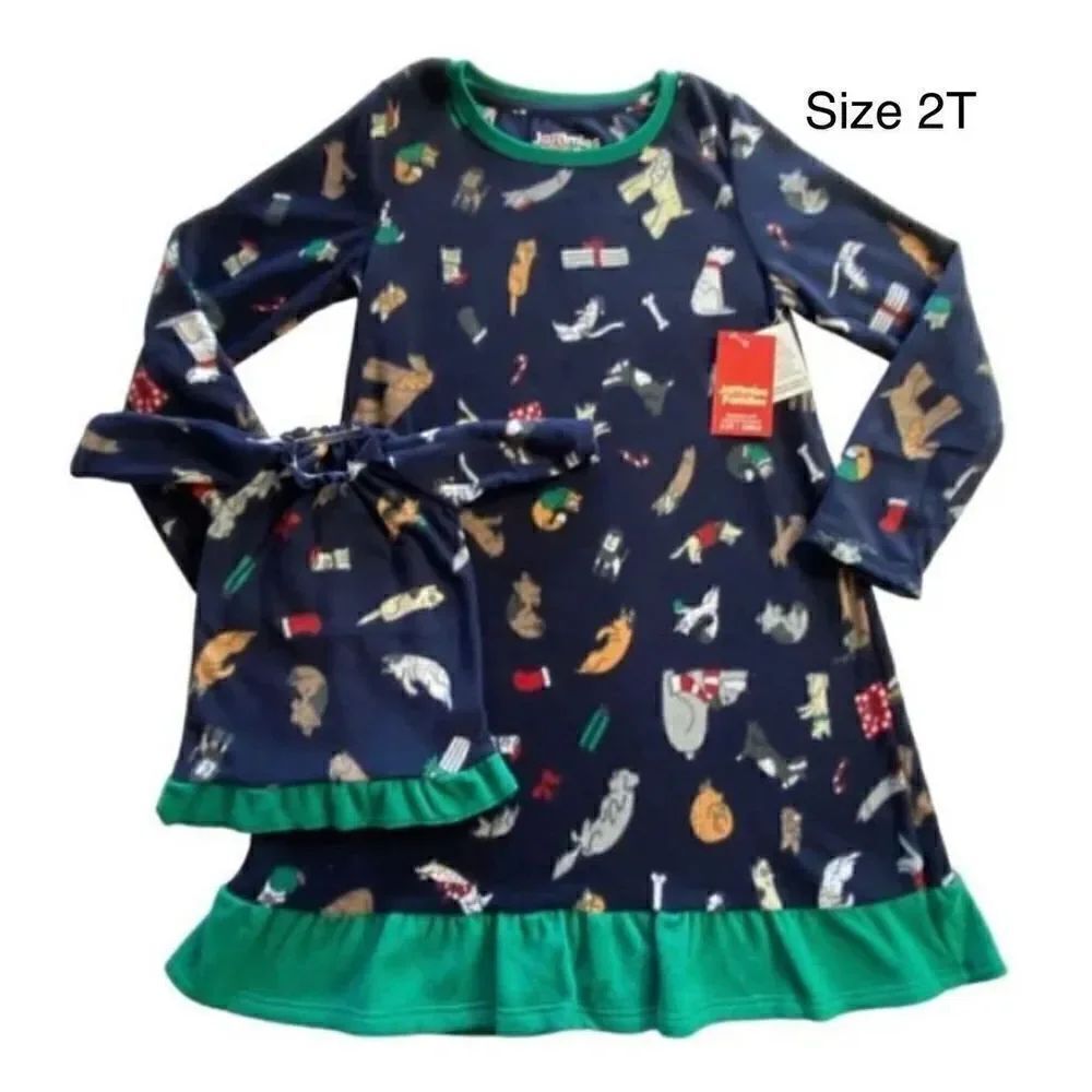 Jammies For Your Families Girls 2T Happy Howlidays Nightgown & Doll Gown Pajama